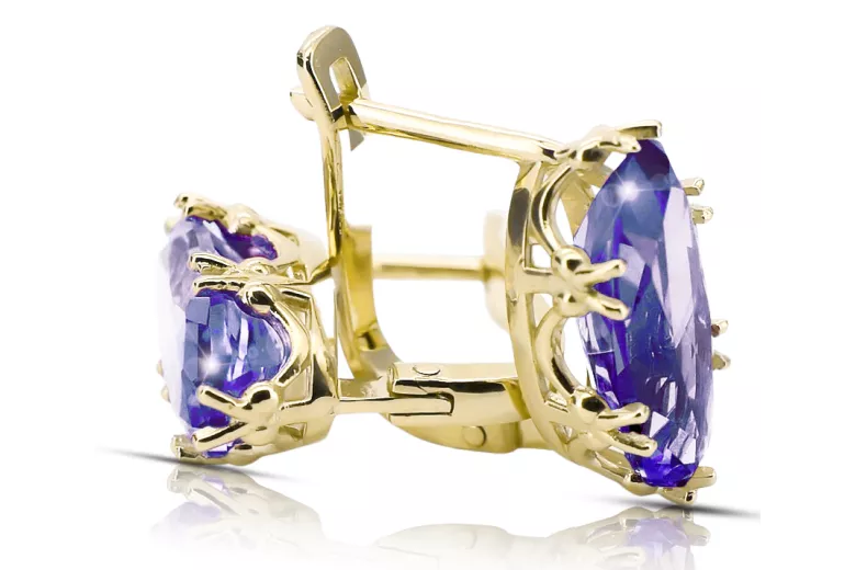 14k geltono aukso Alksandritas Auskarai Vintage vec021y